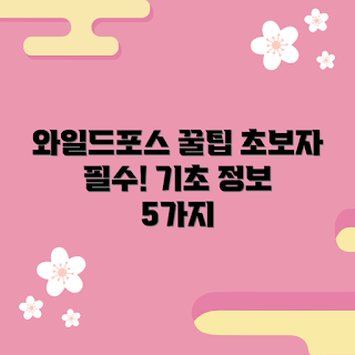 와일드포스 추천, 초보자 가이드, 와일드포스 기초정보, 처음 사용하는 와일드포스, 초보자 팁
