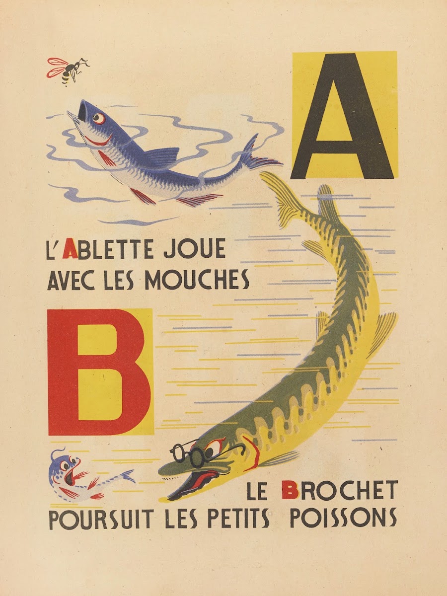 A B C Alphabet des petits poissons et des gros Pl03 1944