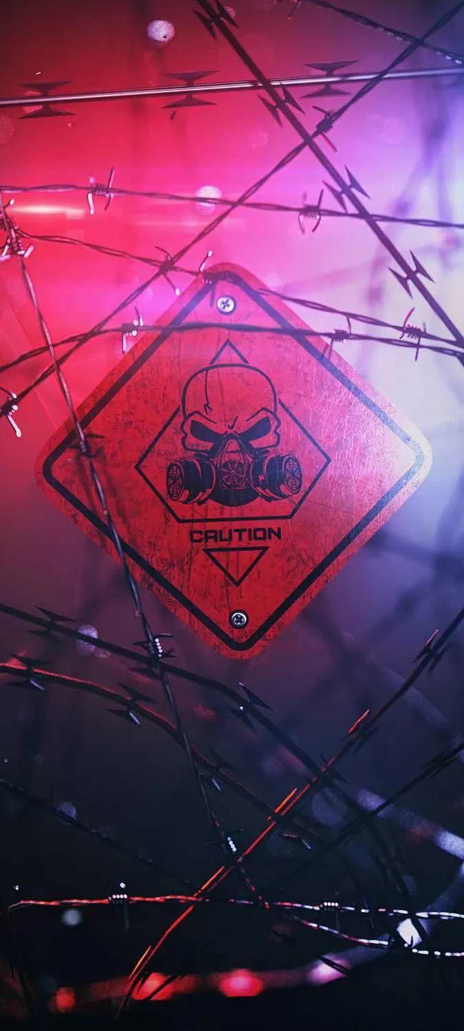 Red Skull Caution Sign - Digital Art iPhone Wallpaper (675x1500)