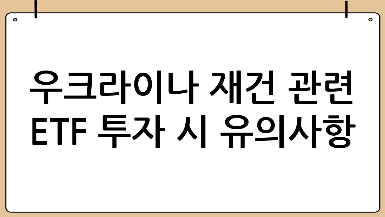 우크라이나 재건 관련 ETF 투자 시 유의사항