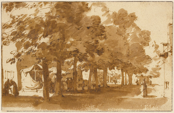 A Market Scene Under Trees in Katwijk op Rijn early 1650s