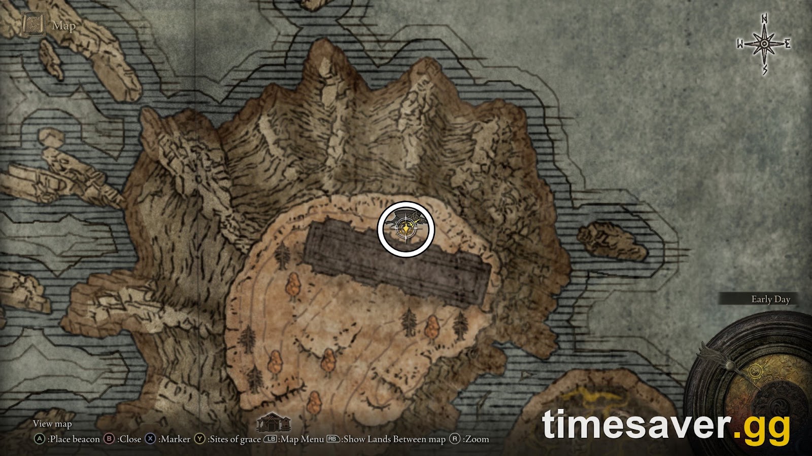 Shadow of the Erdtree world map showing the Scaduview region where Commander Gaius is found