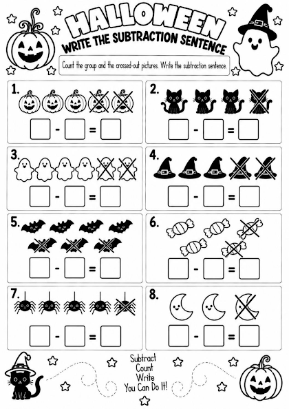 Halloween Write the Subtraction Sentence