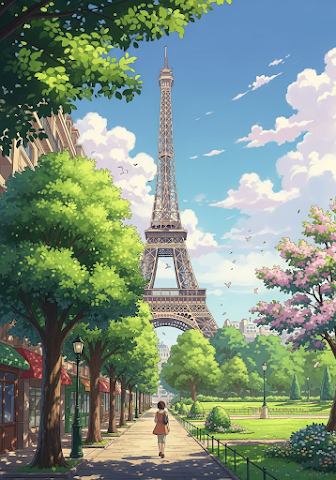 Eiffel Tower Summer Park Anime