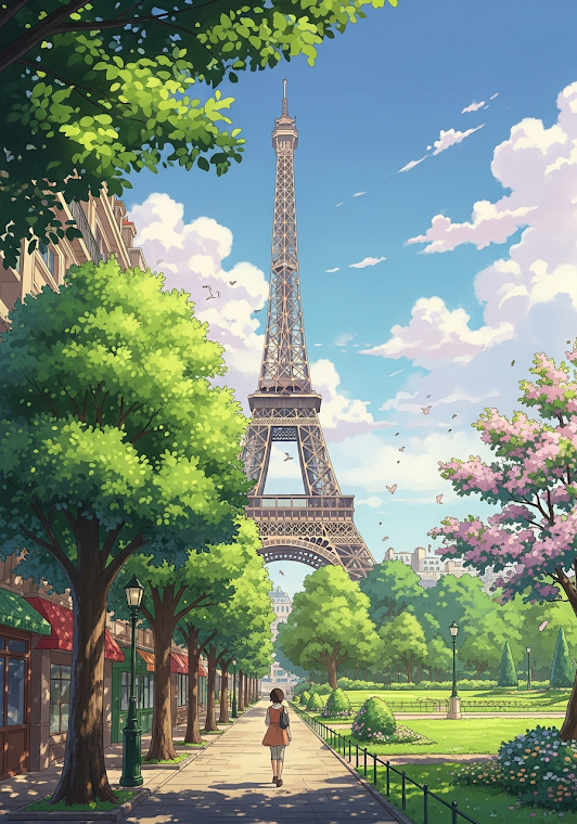 Eiffel Tower Summer Park Anime