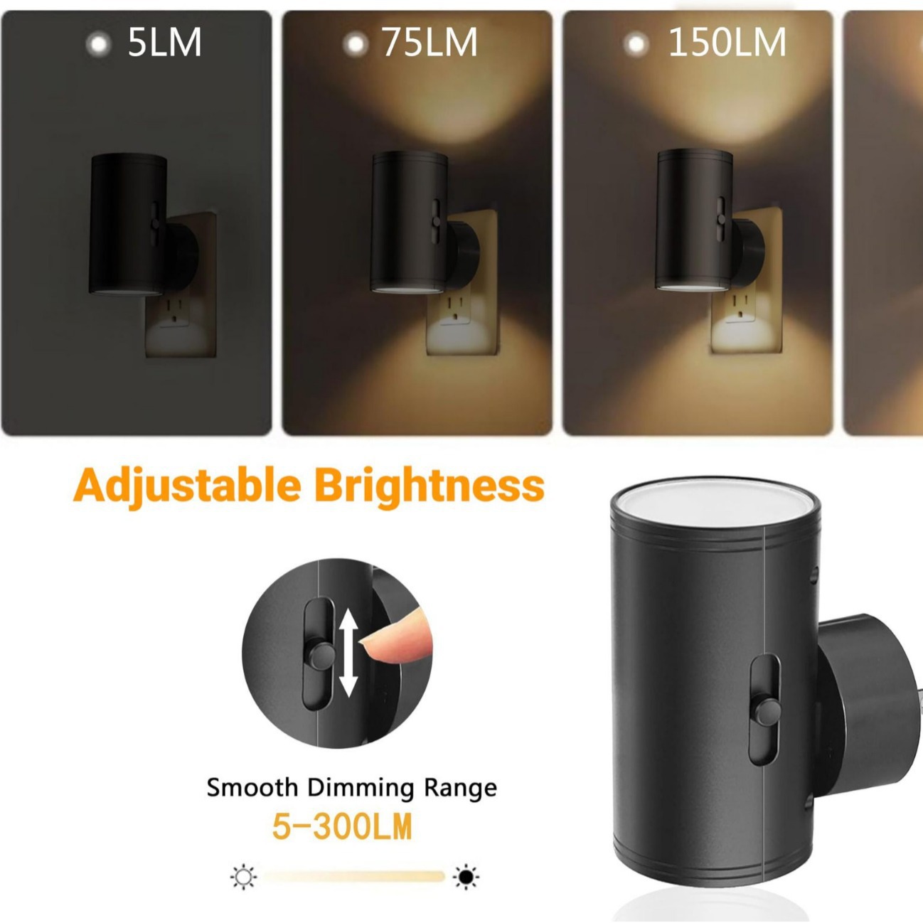 Night light with sensor and brightness control