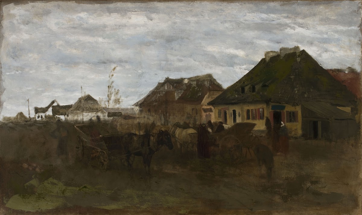 Winter in a small town sketch I 1872