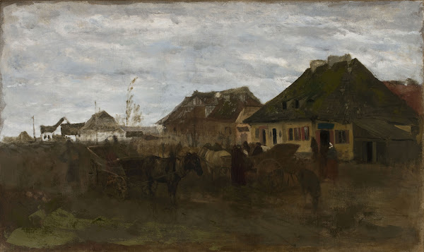 Winter in a small town sketch I 1872