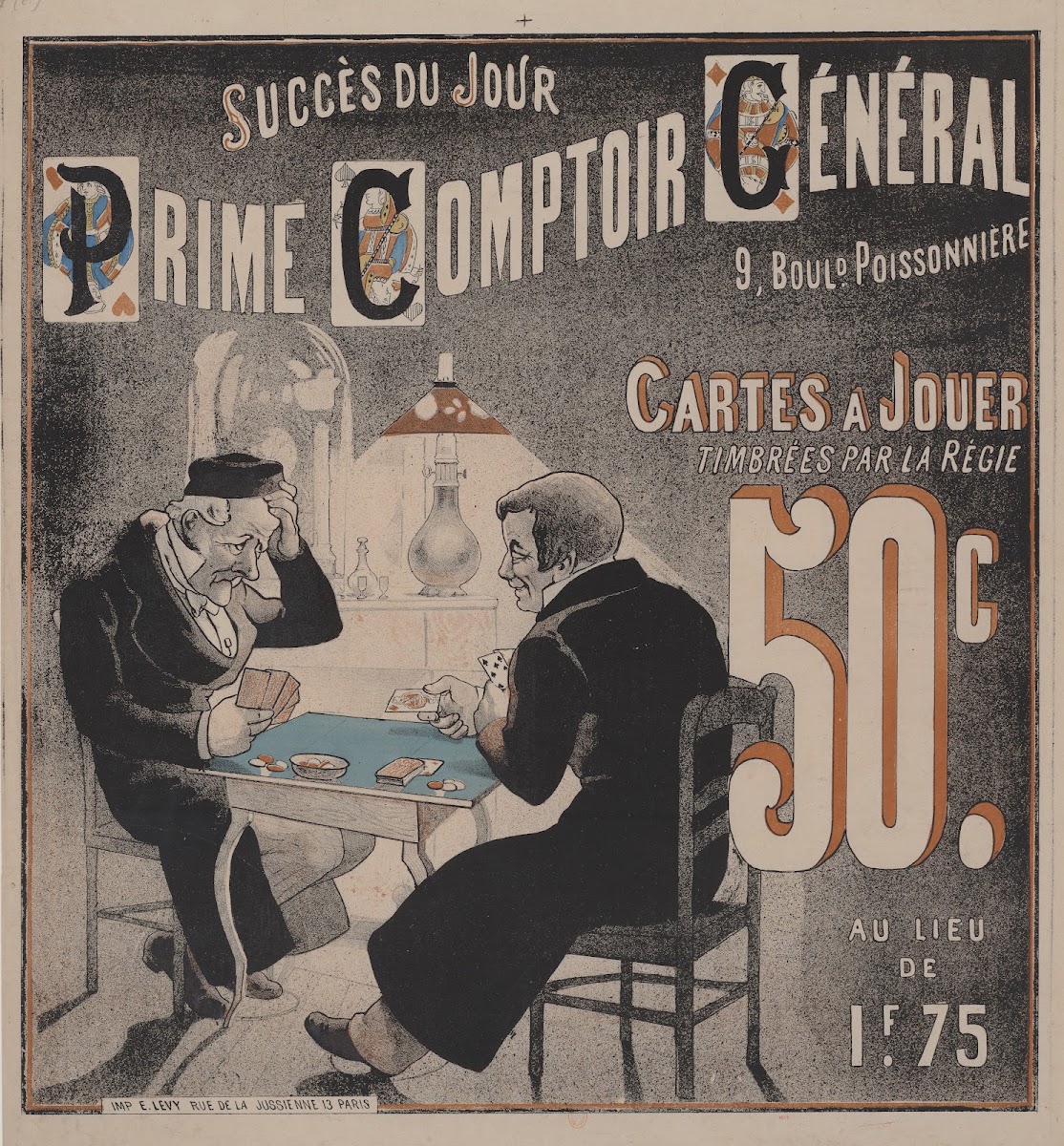 Succès du jour  Prime Comptoir Général Cartes à jouer timbrées par la Régie 1879