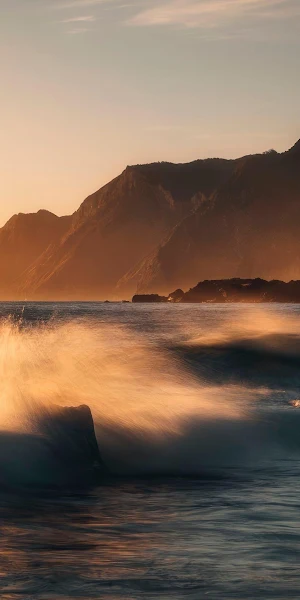 Madeira Ocean Water Sunrise Rocks Down Long Exposure  Nature 4K Wallpaper Background