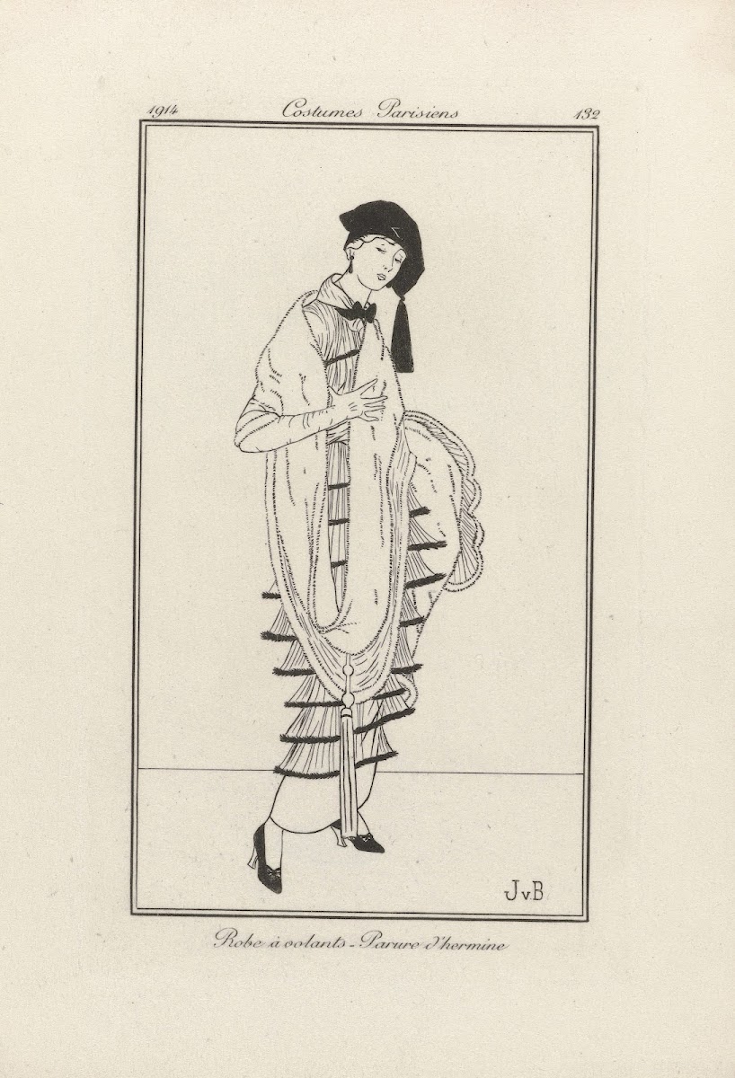 Robe à volants  Parure dhermine 1914
