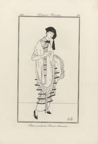 Robe à volants  Parure dhermine 1914