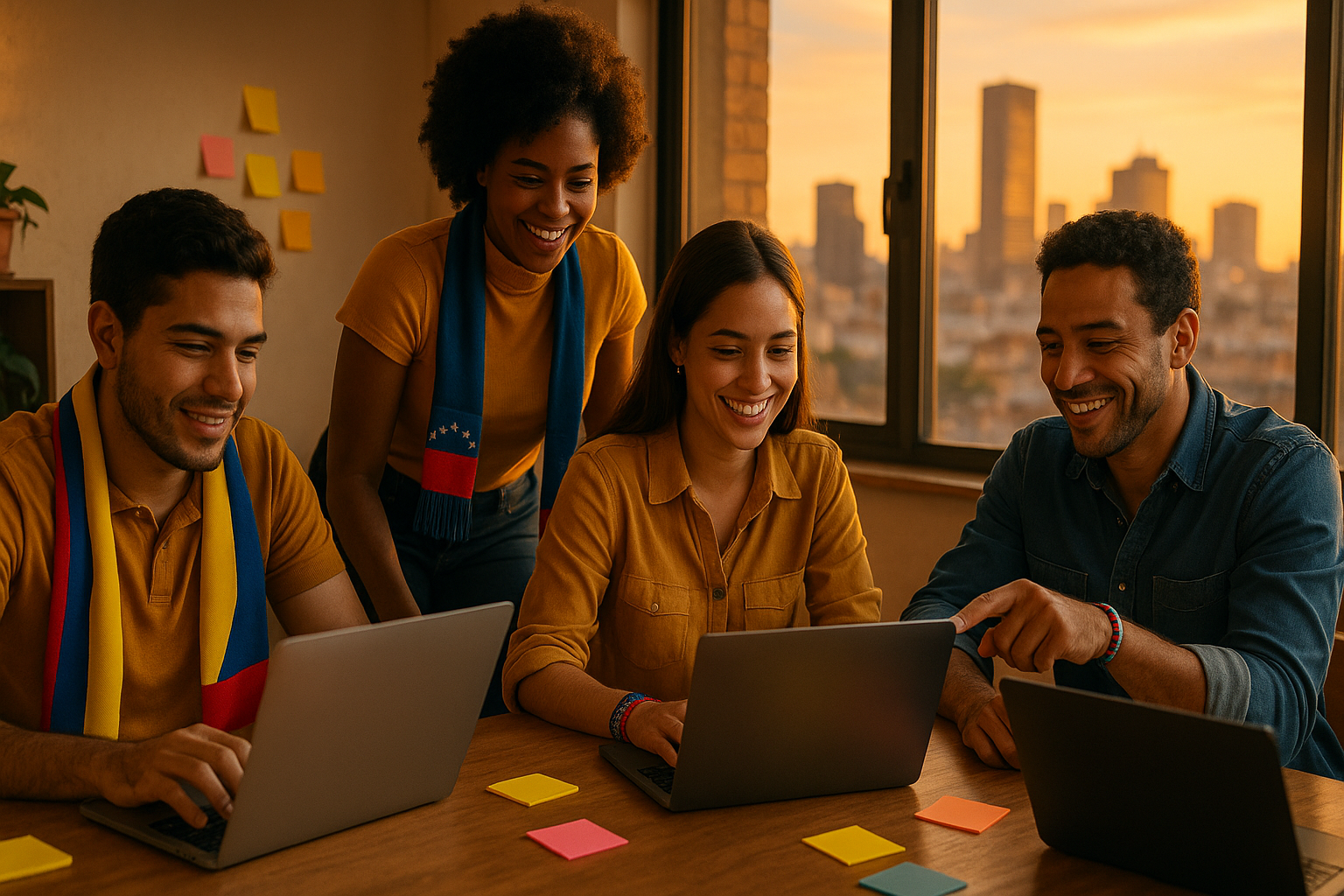 Venezolanos en la diáspora trabajando juntos en una cooperativa digital