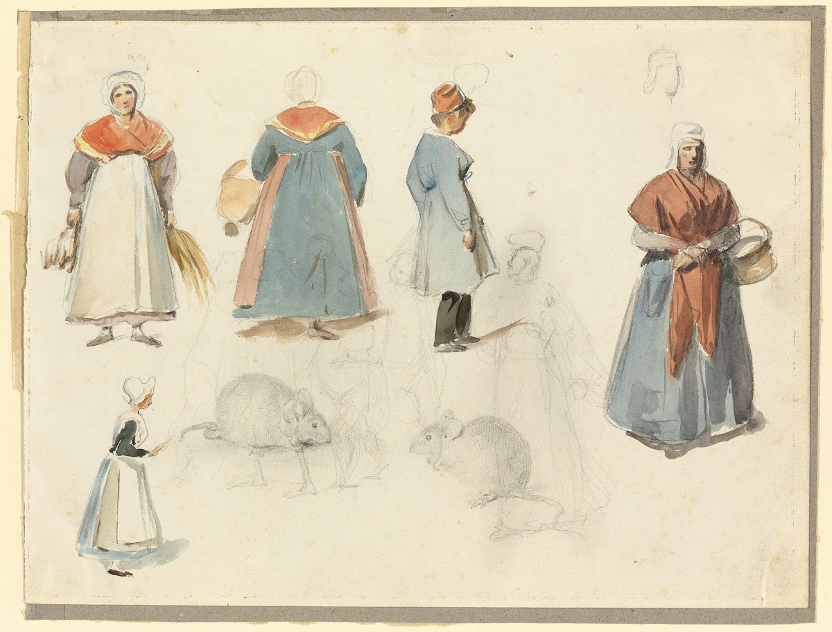 Sheet of Sketches Men Women and Mice