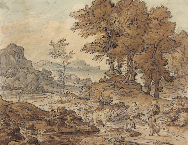 Italienische Landschaft mit Schafherden ca 1825 1830
