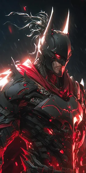 Batman, Armor, Red, Cyberpunk, Superhero 4K Wallpaper Background