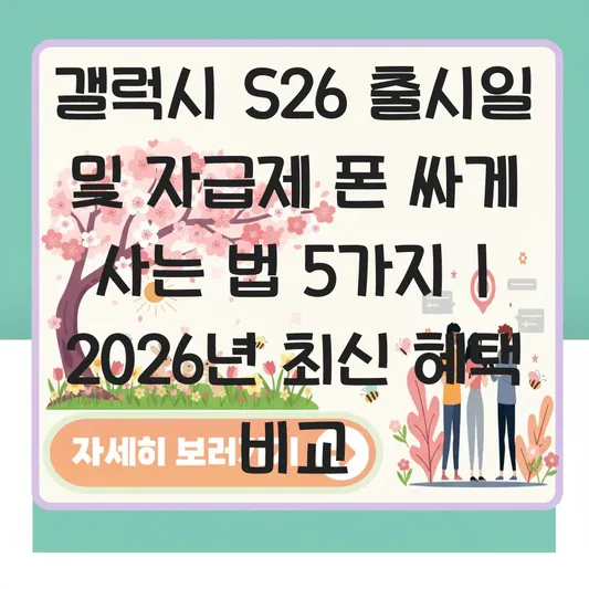 갤럭시 S26 출시일 및 사전예약 혜택 비교와 자급제 폰 싸게 사는 법 대표 이미지