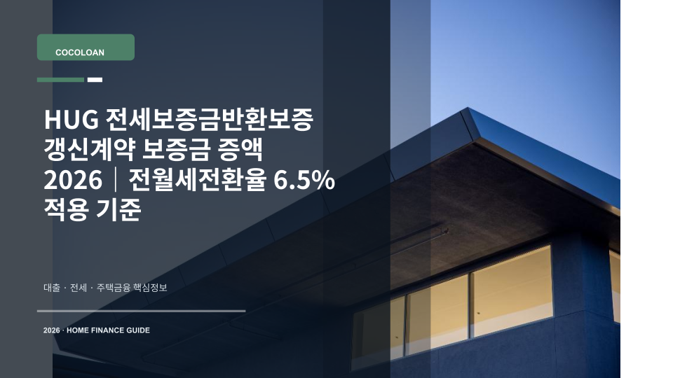HUG 전세보증금반환보증 갱신계약 보증금 증액 조건을 설명하는 대표 이미지