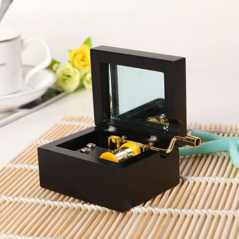 Wood Music Box with Hand Crank