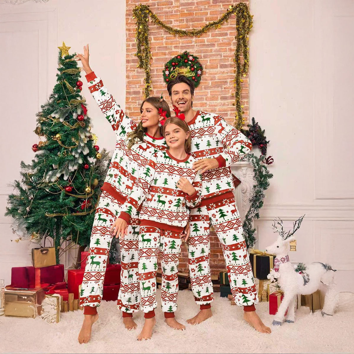 Damen-Schlafanzug, weihnachtliches Motiv, für die Feiertage