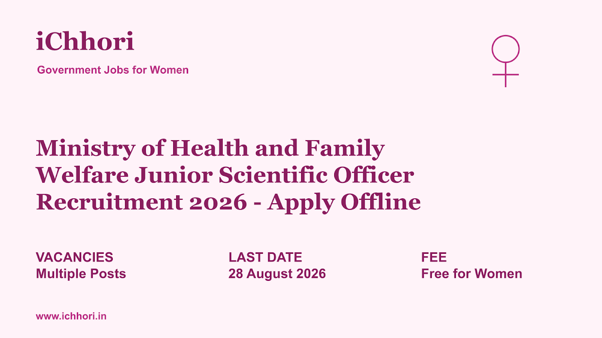 Ministry of Health and Family Welfare Junior Scientific Officer Recruitment 2026 - Apply Offline - iChhori