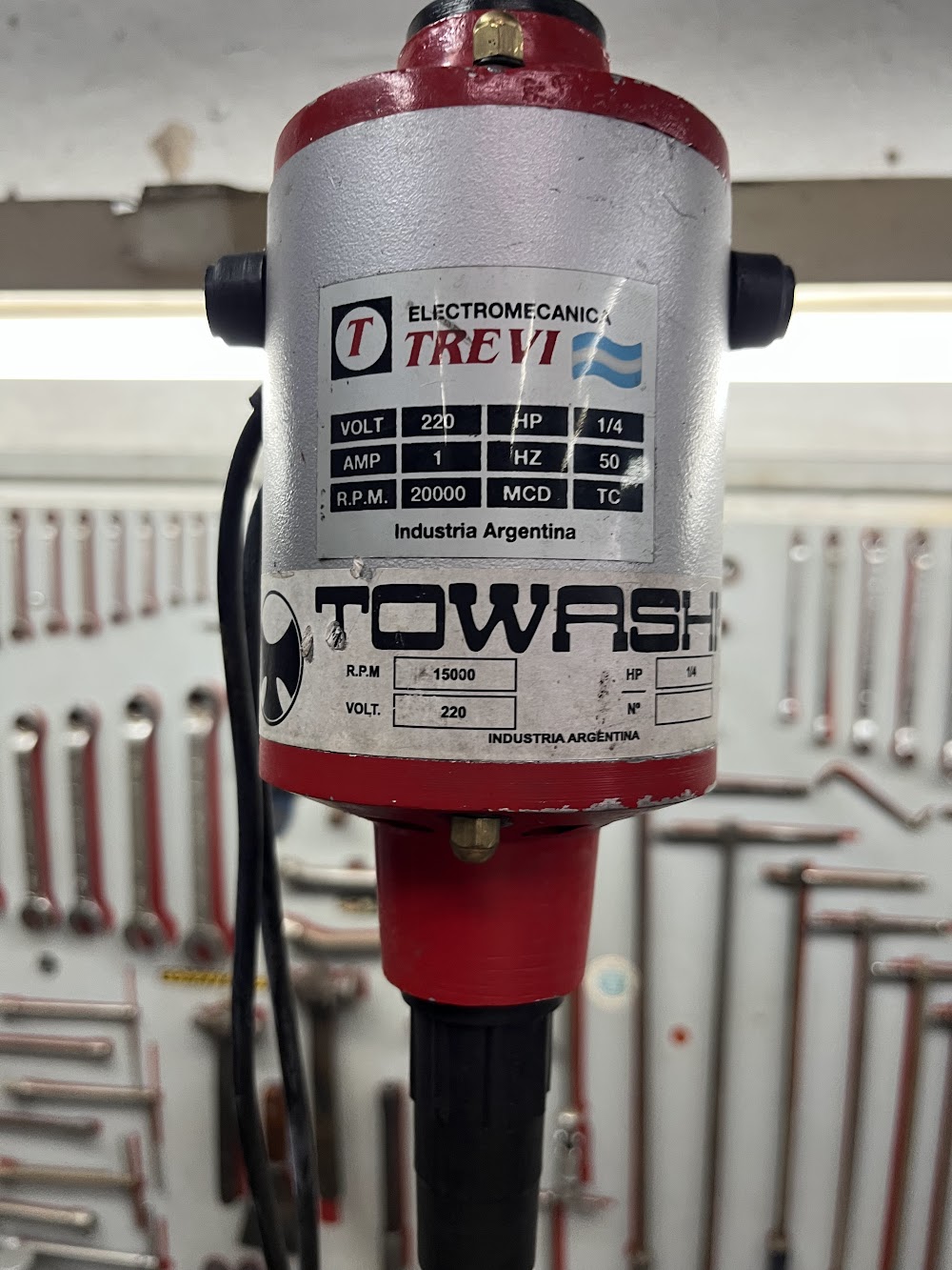 Motor TowaSh Trevi con eje flexible completo, 220 V, ¼ HP, hasta 20.000 RPM