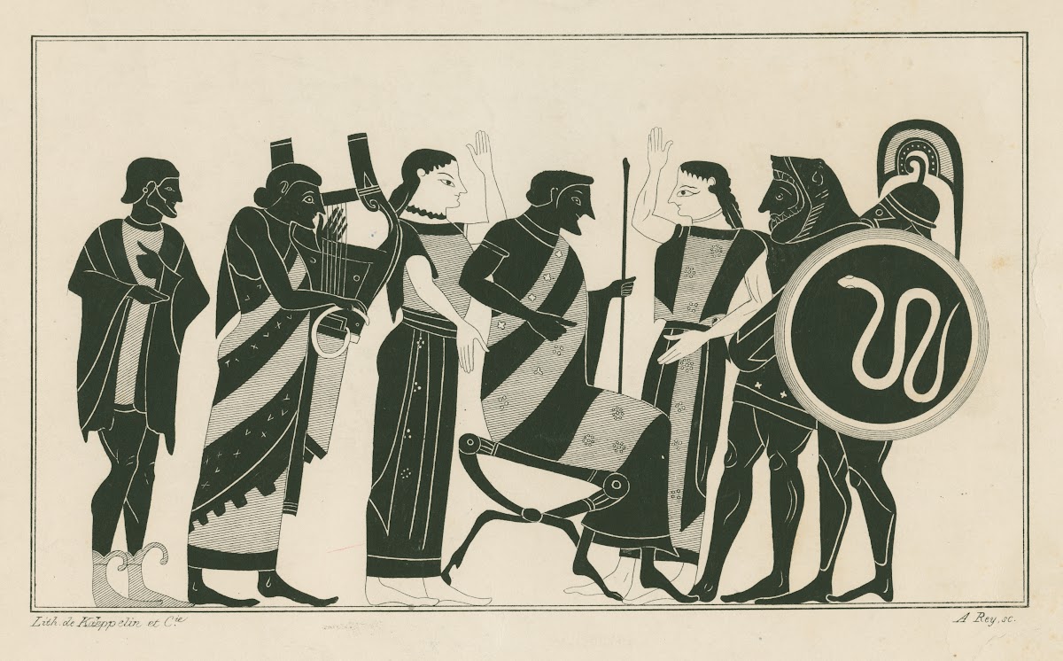 Jupiter about to give birth to Minerva is attended by two Eileithyias goddesses