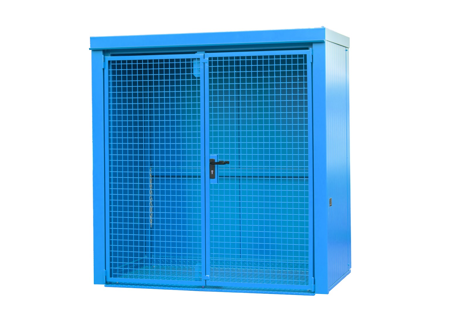Gasflessen-container GFC-B M1, gelakt, Lichtblauw