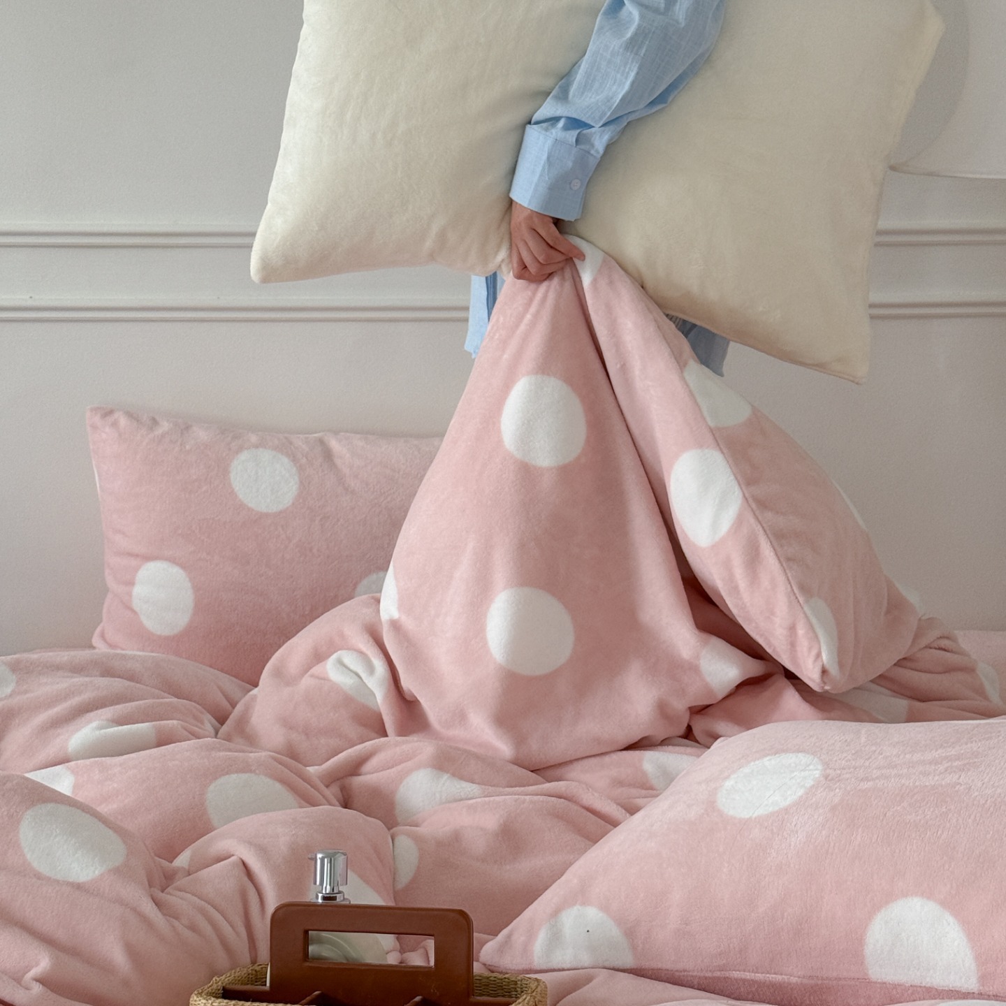 Warm milk fiber fleece bedding set, 4 pieces