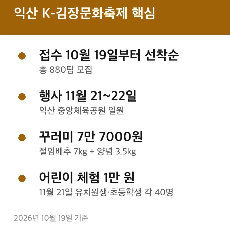 익산 K-김장문화축제 핵심