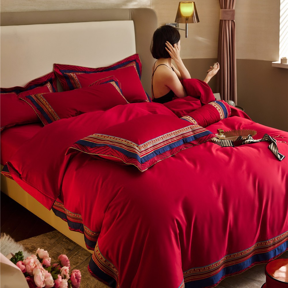 Wedding Bedding Set, 100% Long Staple Cotton, Embroidered