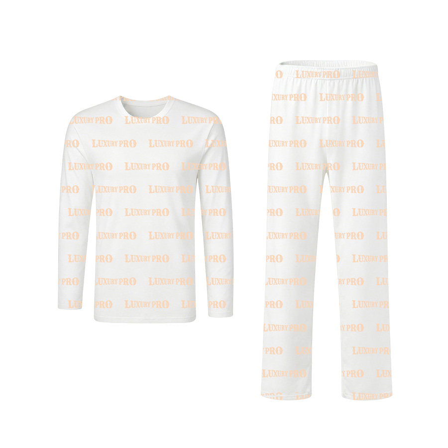 AOP Universal Long Sleeve & Straight Leg Sleep Pants Set (Milk Silk)