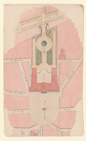 Plan durbanisme autour de lemplacement de lHôtel de Ville de Rouen 1799