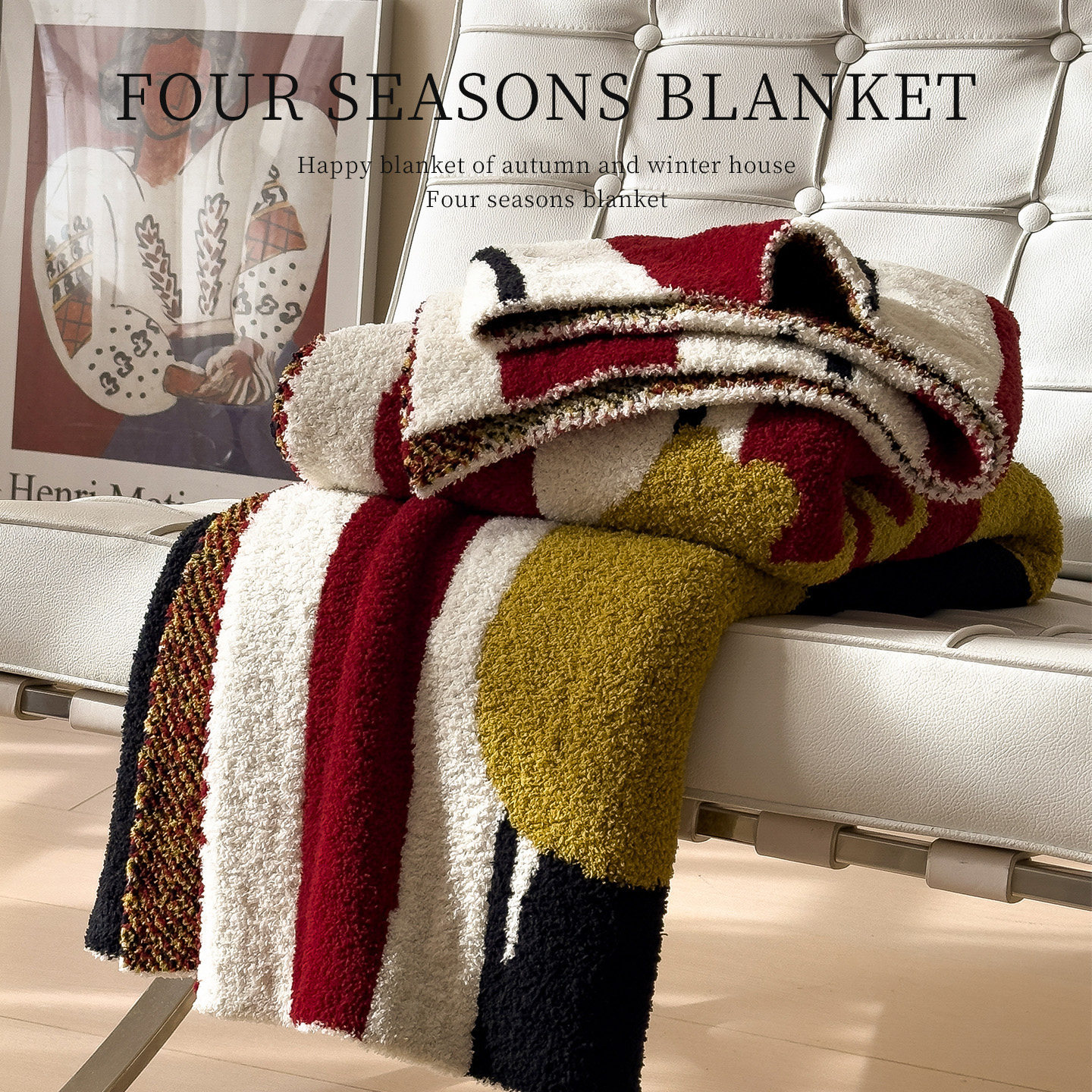 Fluffy wool blanket with cartoon motifs
