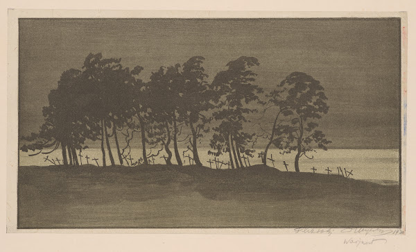 Figures of pine trees and graves 1920