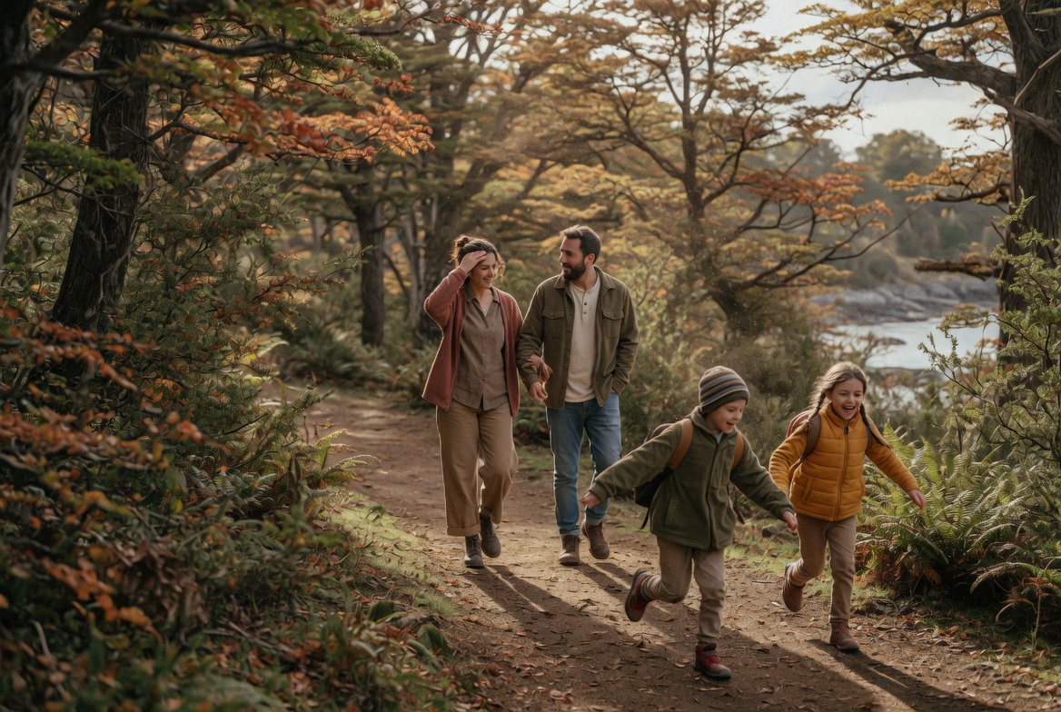 Familia disfrutando del bosque patagónico
