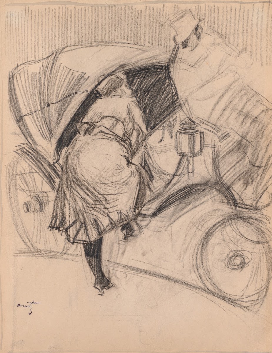Woman Entering a Fiacre recto late 1800s