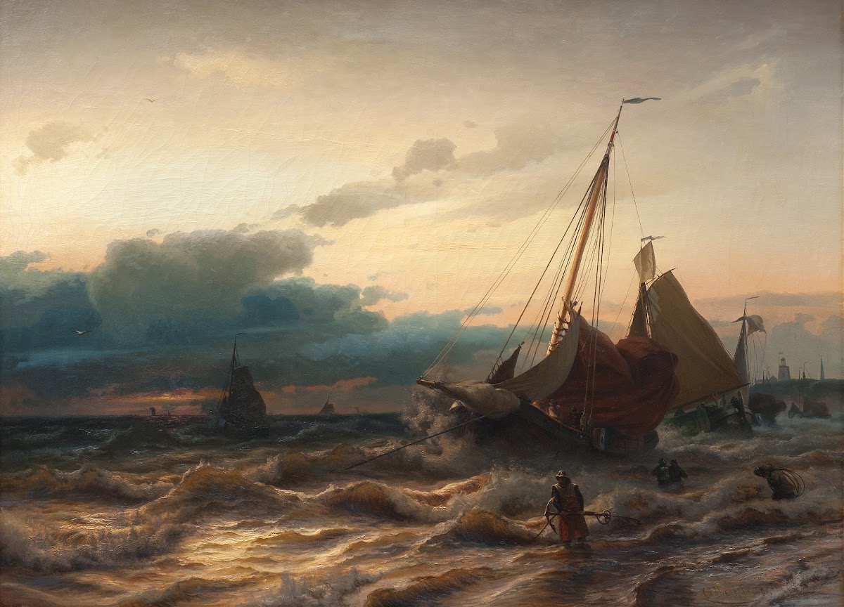 Storm off the Dutch Coast Scene from Scheveningen 1865