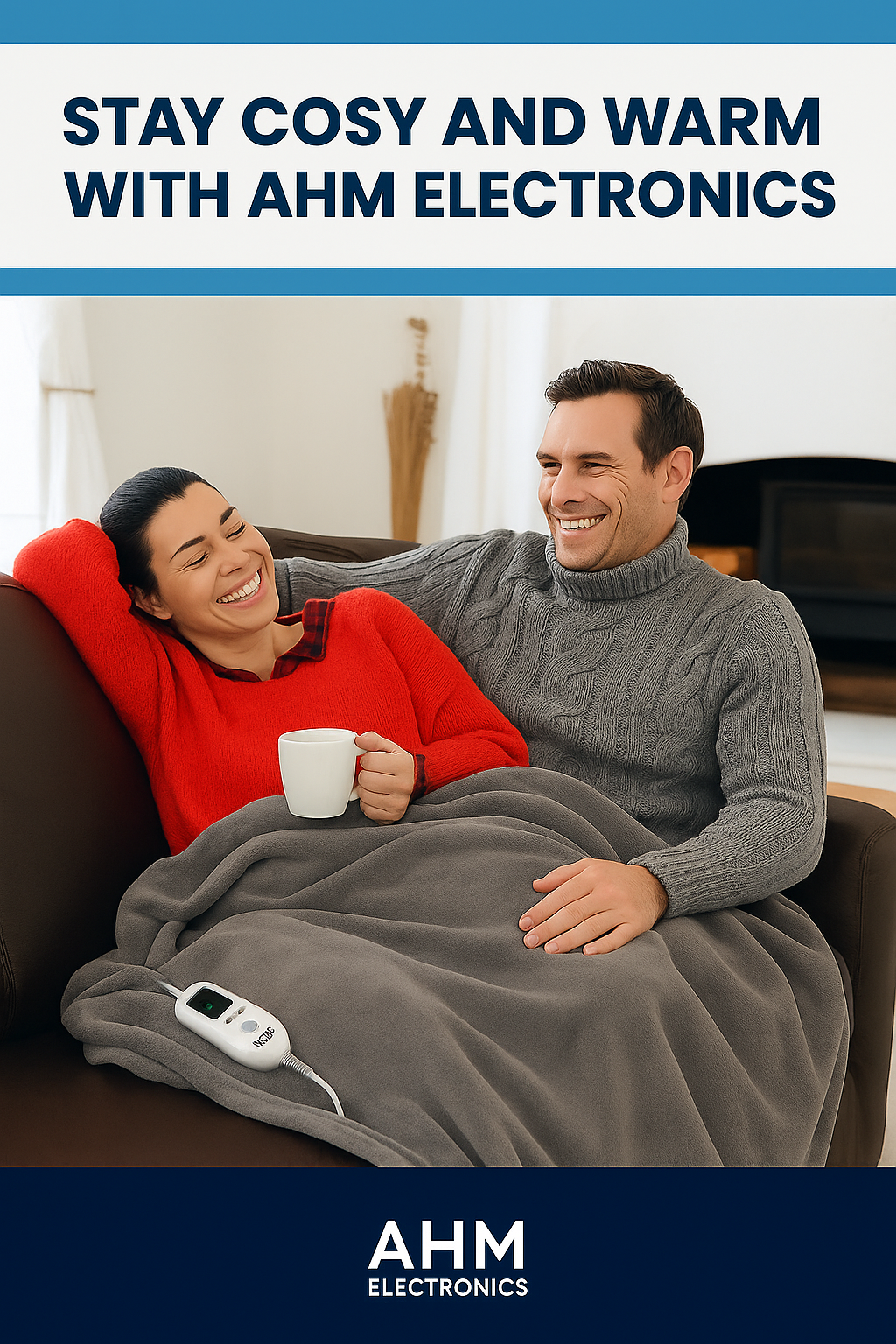 Couple relaxing under AHM heated blanket