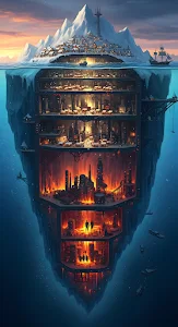 Sci-Fi Layered Iceberg City Structure