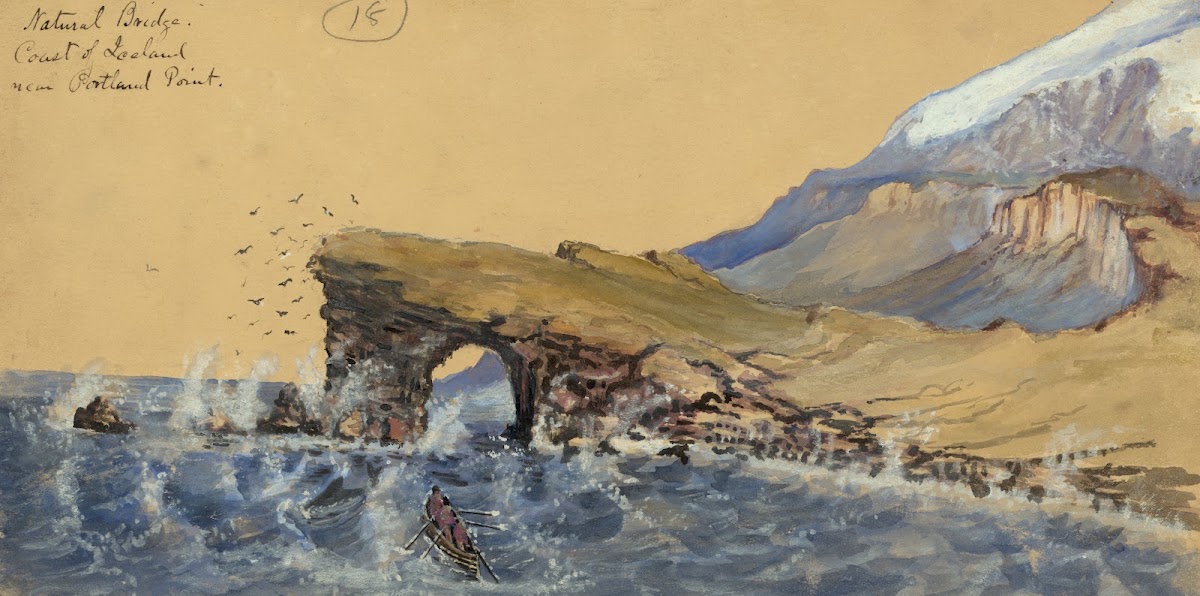Natural bridge coast of Iceland near Portland Point 1862