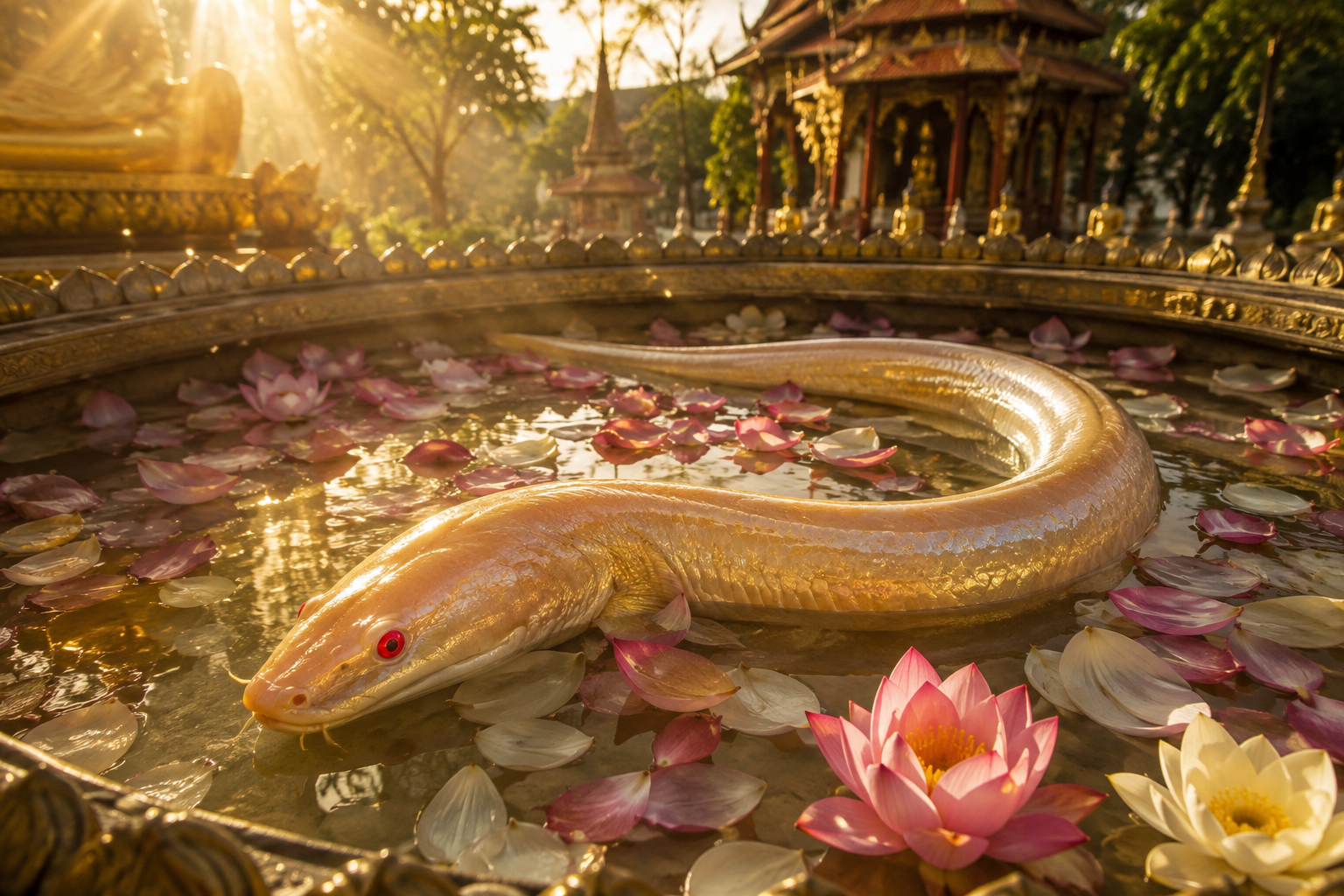 เลขเด็ดปลาไหลเผือก งวด 1 กันยายน 2569 ส่องเลขหัวปลาไหลทอง วัดธารอุทุมพร โคราช