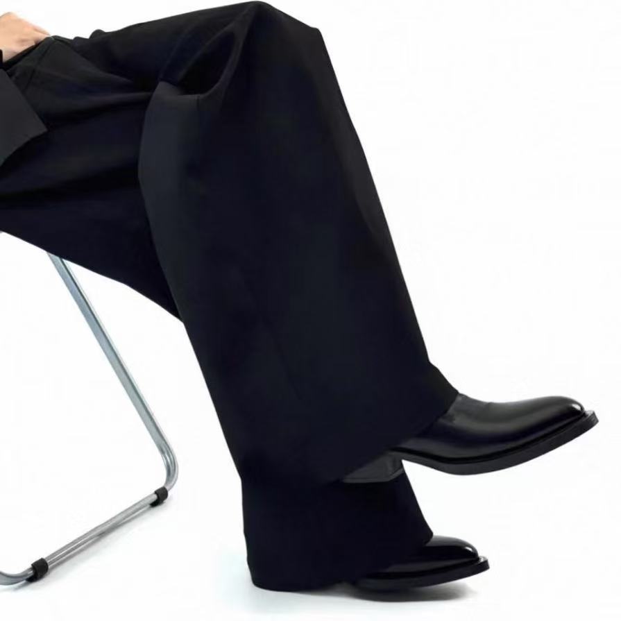 Vintage-Leder-Stiefeletten mit Blockabsatz