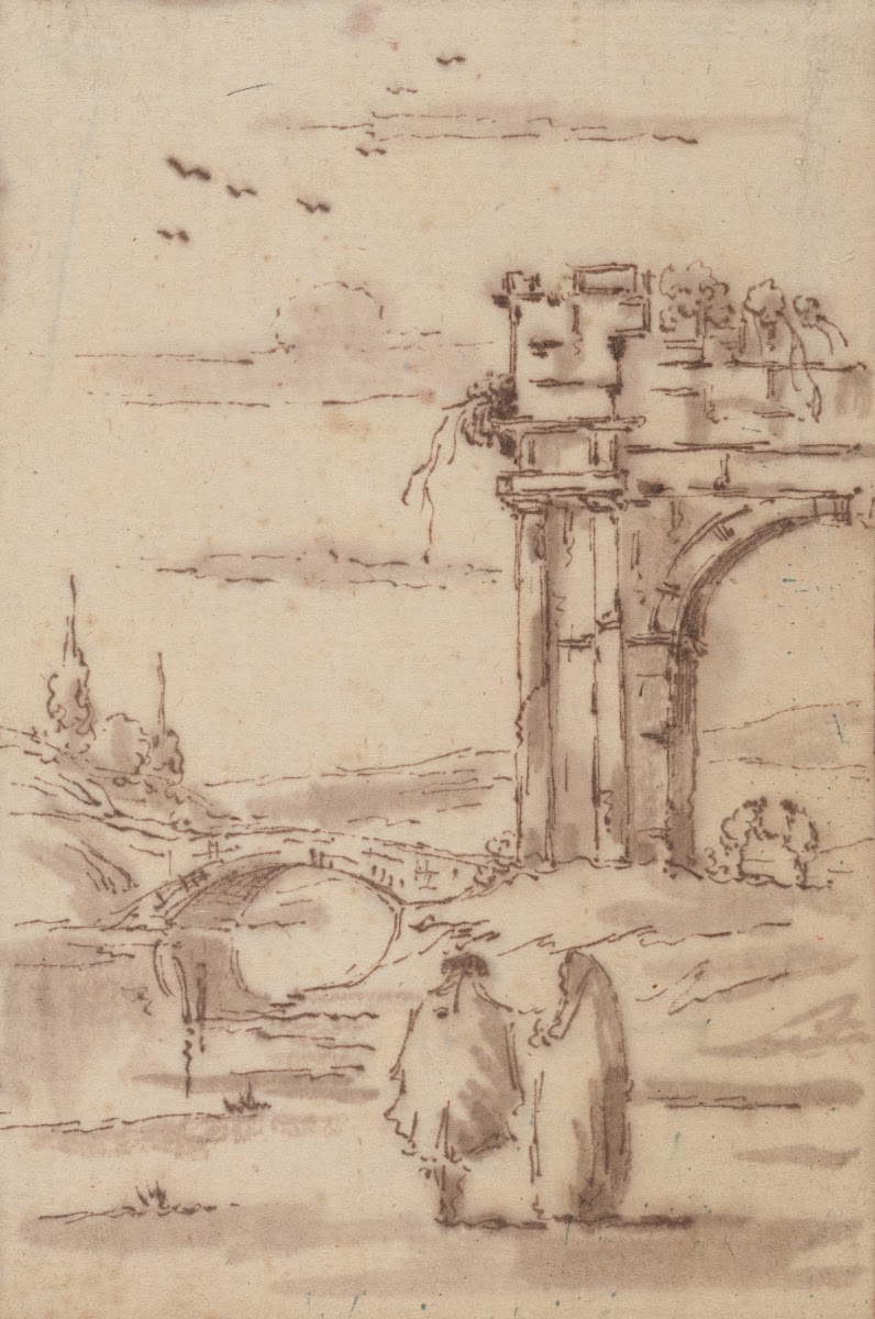 Two Figures in a Landscape withRuins mid 18thcentury