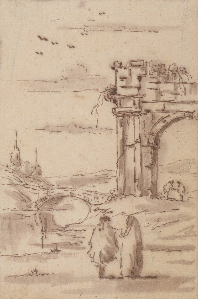 Two Figures in a Landscape withRuins mid 18thcentury