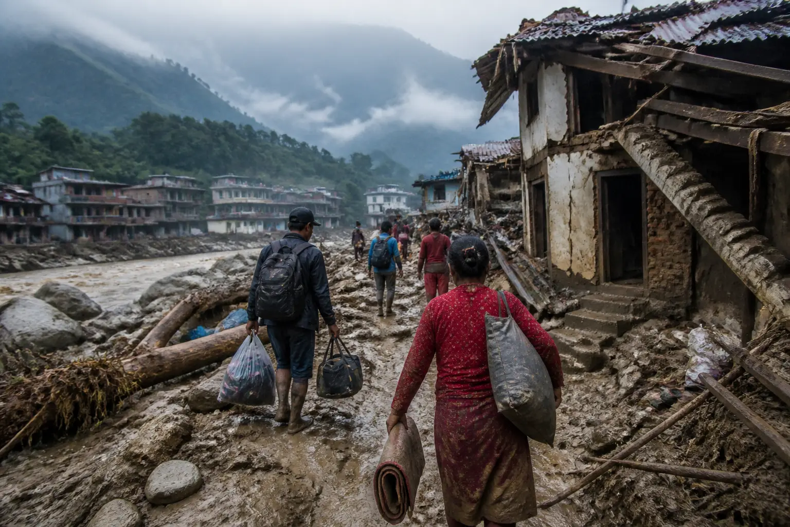 Editorial image for Nepal flood survivors return to ruined homes as death toll rises