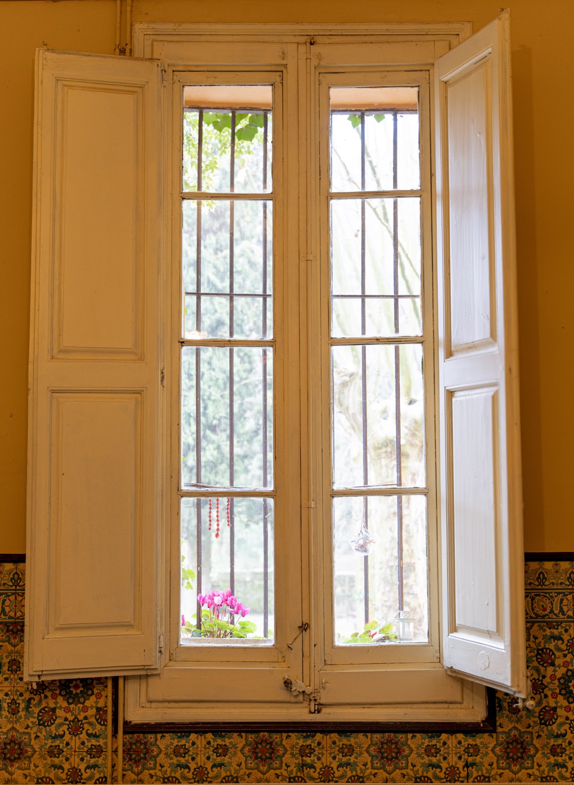 Rustic window with garden view