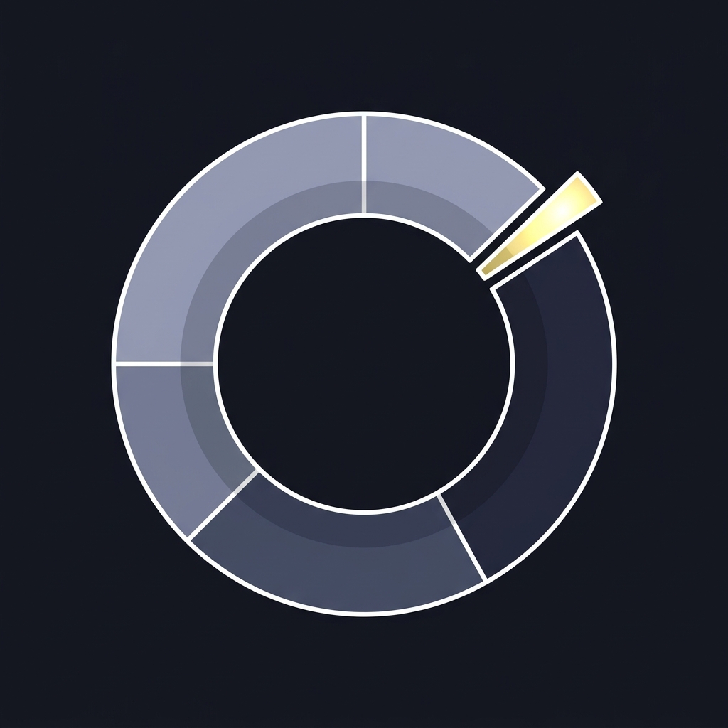 Minimalist 2D vector donut chart showing tier percentages with a tiny rare slice highlighted in accent color f5e79d on dark background clean composition optimized for csgo odds
