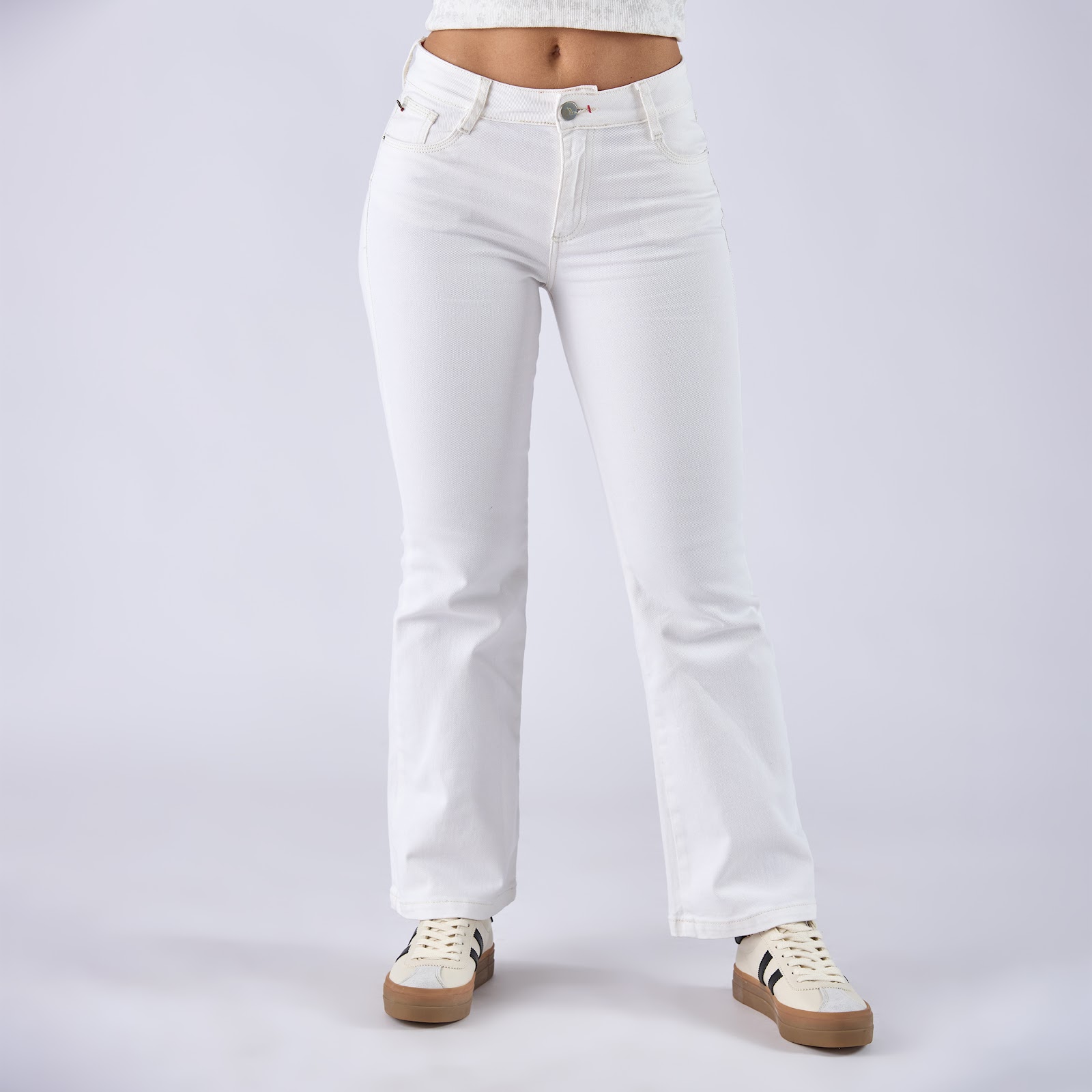Jean dama wide leg tiro alto licrado, color Gris Humo - Vista 2