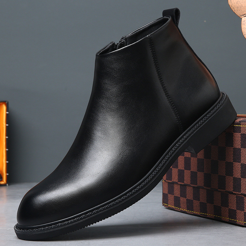 Men's leather boots, breathable, lined